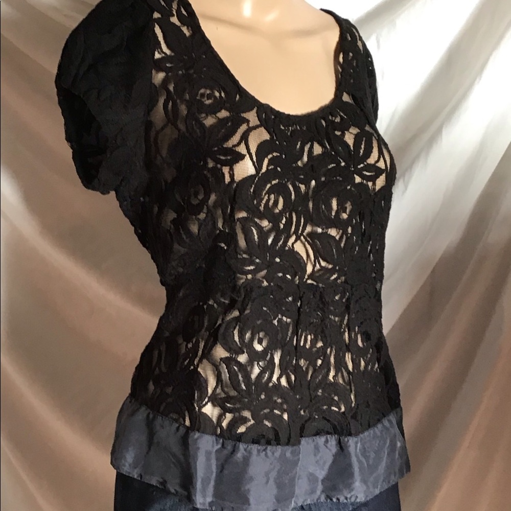 Black lace and Satin Top by Moulinette Soeurs